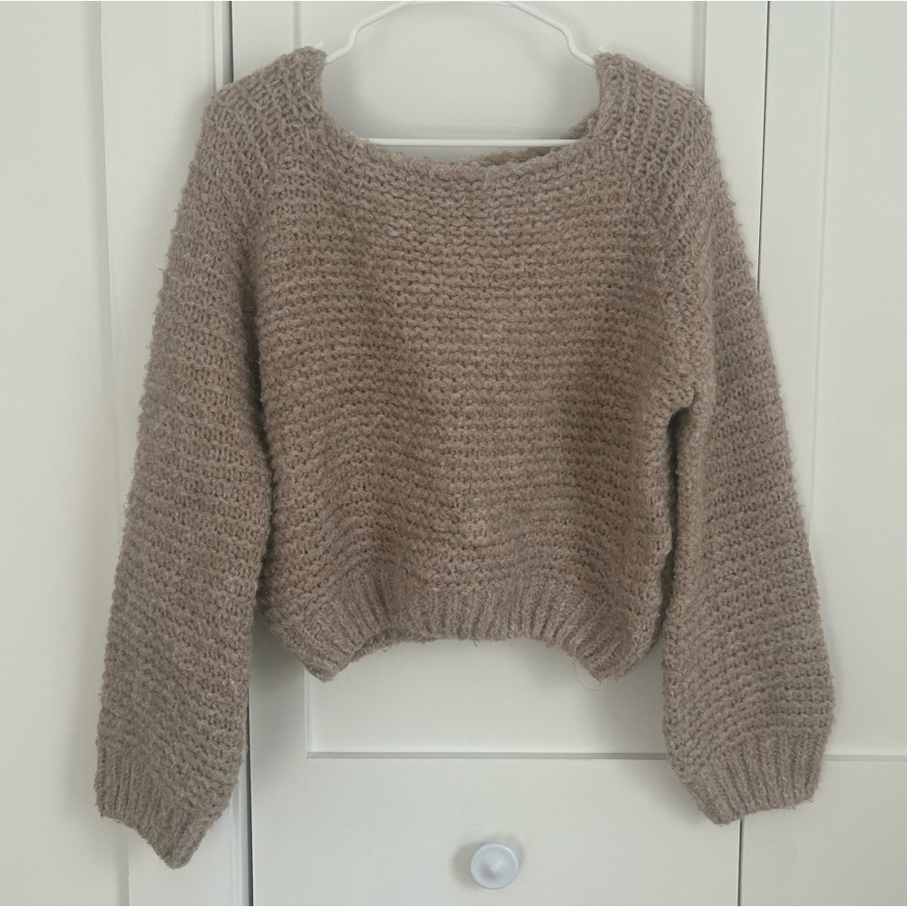 Chunky Knit Balloon Sleeve off the Shoulder Sweater
